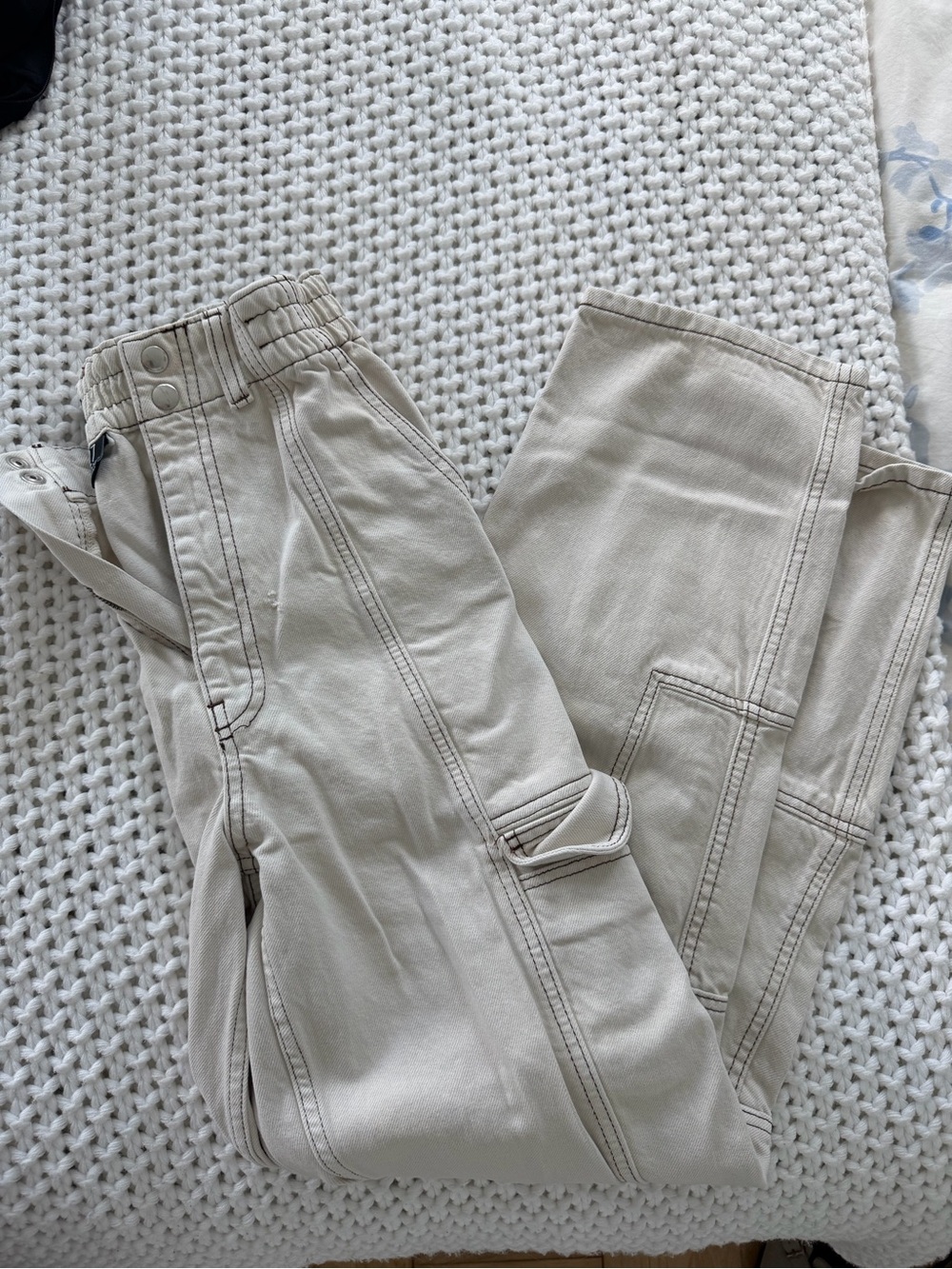 BDG Light Beige Cargo Pants with Utility Pockets